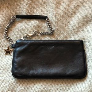 Coach black leather wristlet